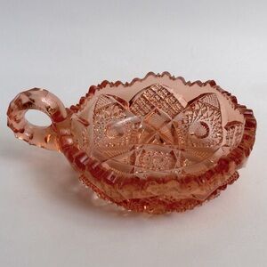 Vintage Hobstar Pink Depression Glass Nappy Dish